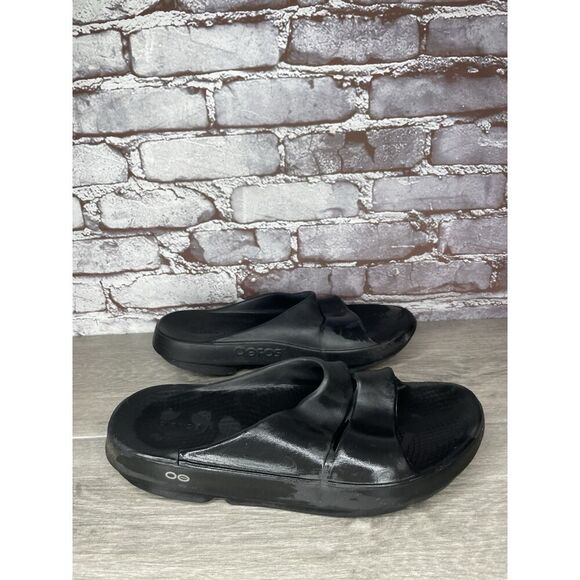 OOFOS OOAHH Black Recovery Rubber Comfort Slides Sandals Men Sz 44EU/11M US main image 4